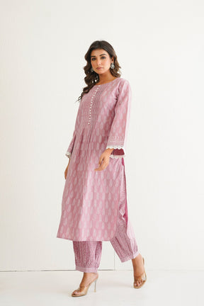 Pink khari Hand Block Printed Coord Set - Tara - C - Tara