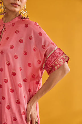 Pink Polka Hand Block Printed Coord Set - Tara - C - Tara