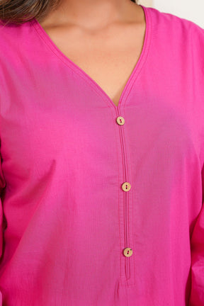 Pink Premium Cotton Long Kurta - Tara - C - Tara