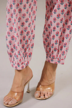 Pink Rose Floral Printed Coord Set - Tara - C - Tara