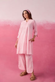 Pink & White Stripe Hand Block Printed Cotton Co-ord Set