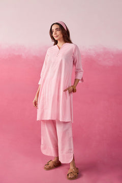 Pink & White Stripe Hand Block Printed Cotton Co-ord Set