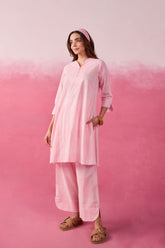 Pink & White Stripe Hand Block Printed Cotton Co-ord Set - Tara-C-Tara