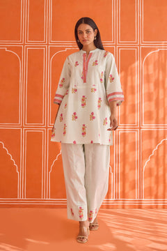 Pista Green Floral Hand Block Print Co-ord Set