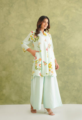 Pista Green Floral Printed Co - Ord Set - Tara - C - Tara