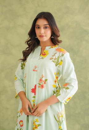 Pista Green Floral Printed Co - Ord Set - Tara - C - Tara