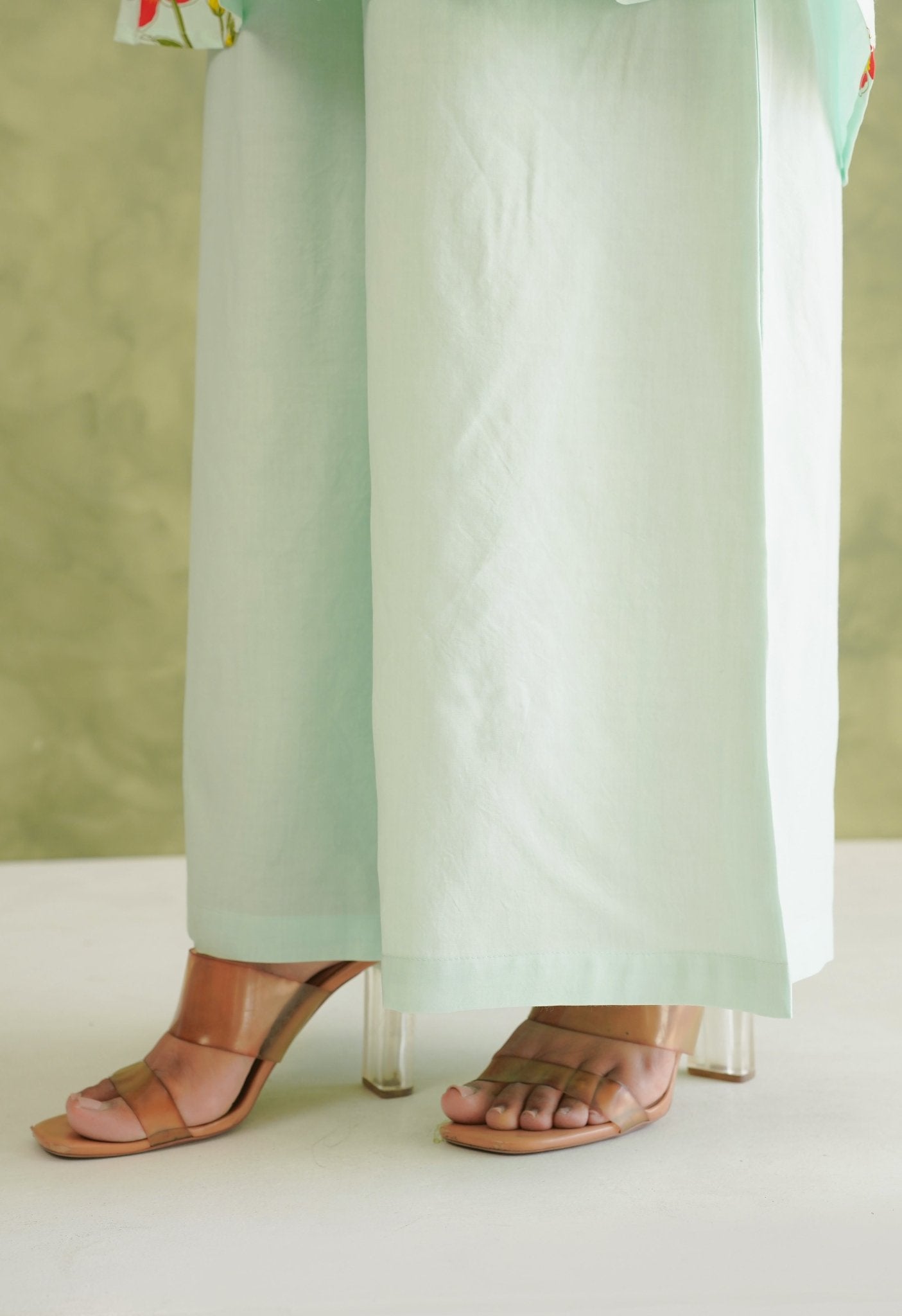 Pista Green Floral Printed Co - Ord Set - Tara - C - Tara