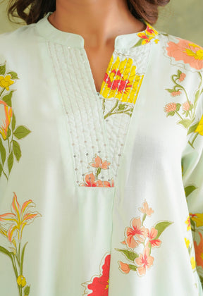 Pista Green Floral Printed Co - Ord Set - Tara - C - Tara