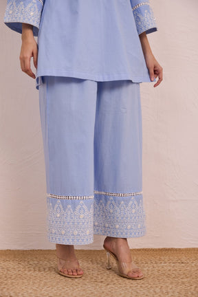 Powder Blue Embroidered Co - ord Set - Tara - C - Tara