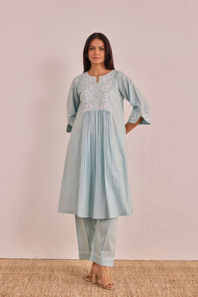 Powder Blue Embroidered Co - ord Set - Tara - C - Tara