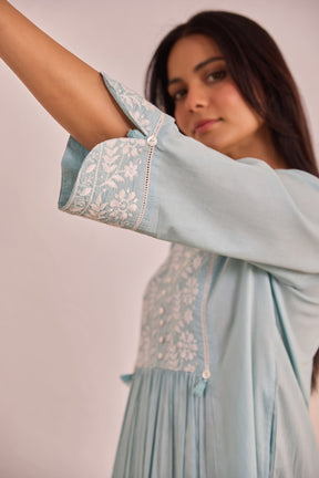 Powder Blue Embroidered Co - ord Set - Tara - C - Tara