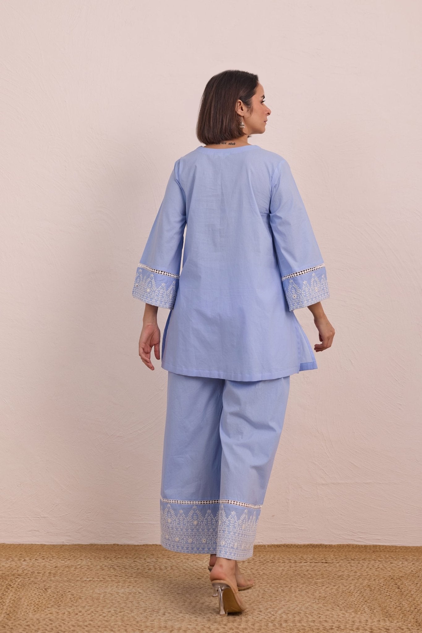 Powder Blue Embroidered Co - ord Set - Tara - C - Tara