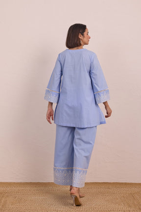 Powder Blue Embroidered Co - ord Set - Tara - C - Tara