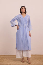 Powder Blue Pintuck Embellished Co - ord Set - Tara - C - Tara