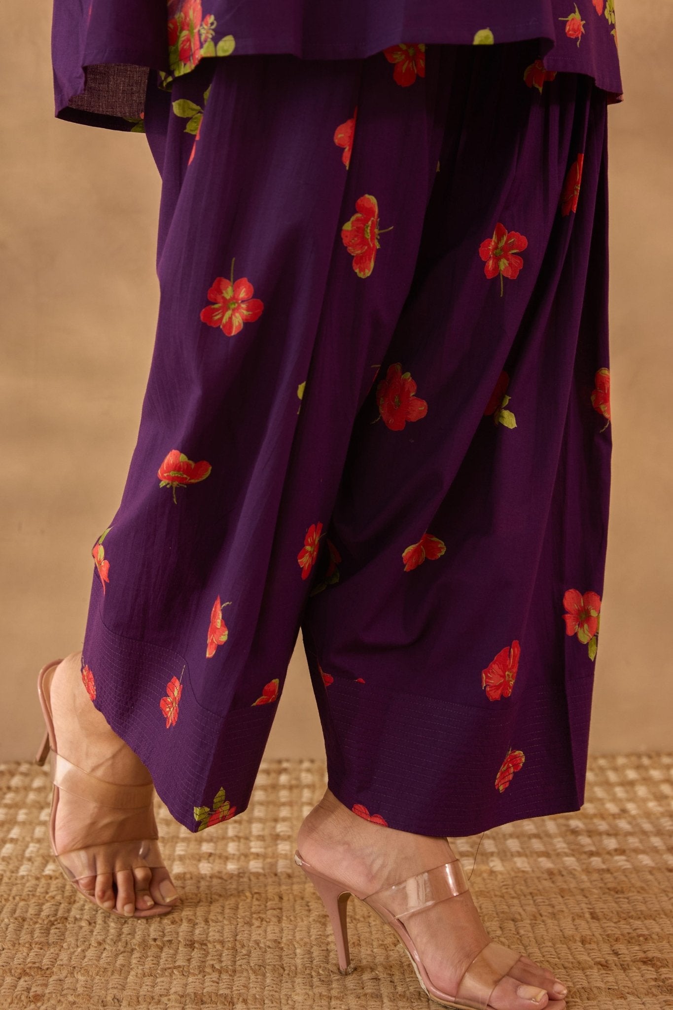 Purple Floral Farshi Salwar Coord Set - Tara - C - Tara