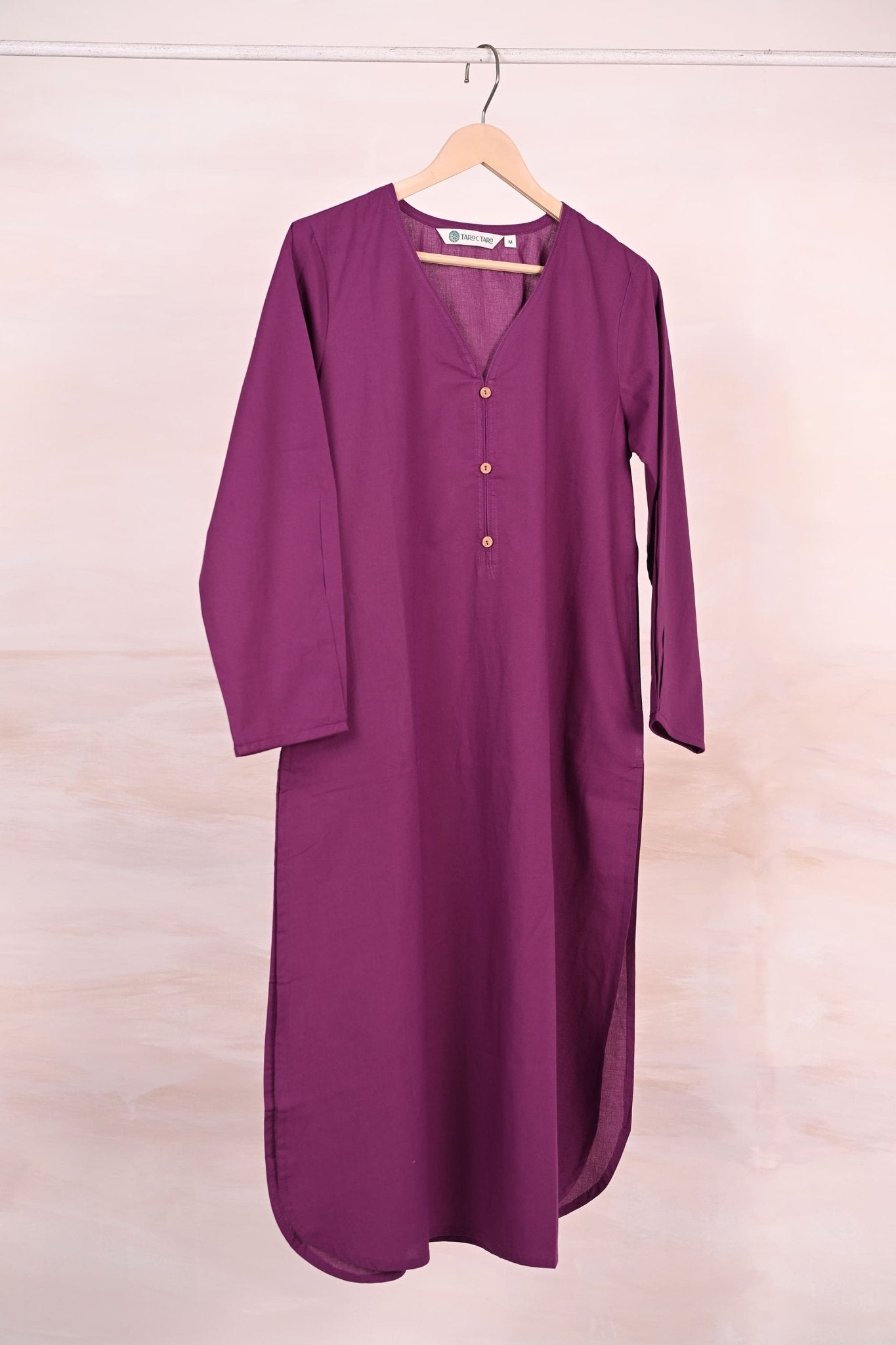 Purple Pleated Solid Kurta - Tara - C - Tara