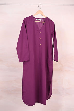 Purple Pleated Solid Kurta - Tara - C - Tara