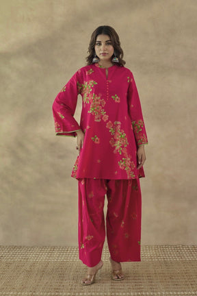 Rani Pink Floral Farshi Salwar Coord Set - Tara - C - Tara