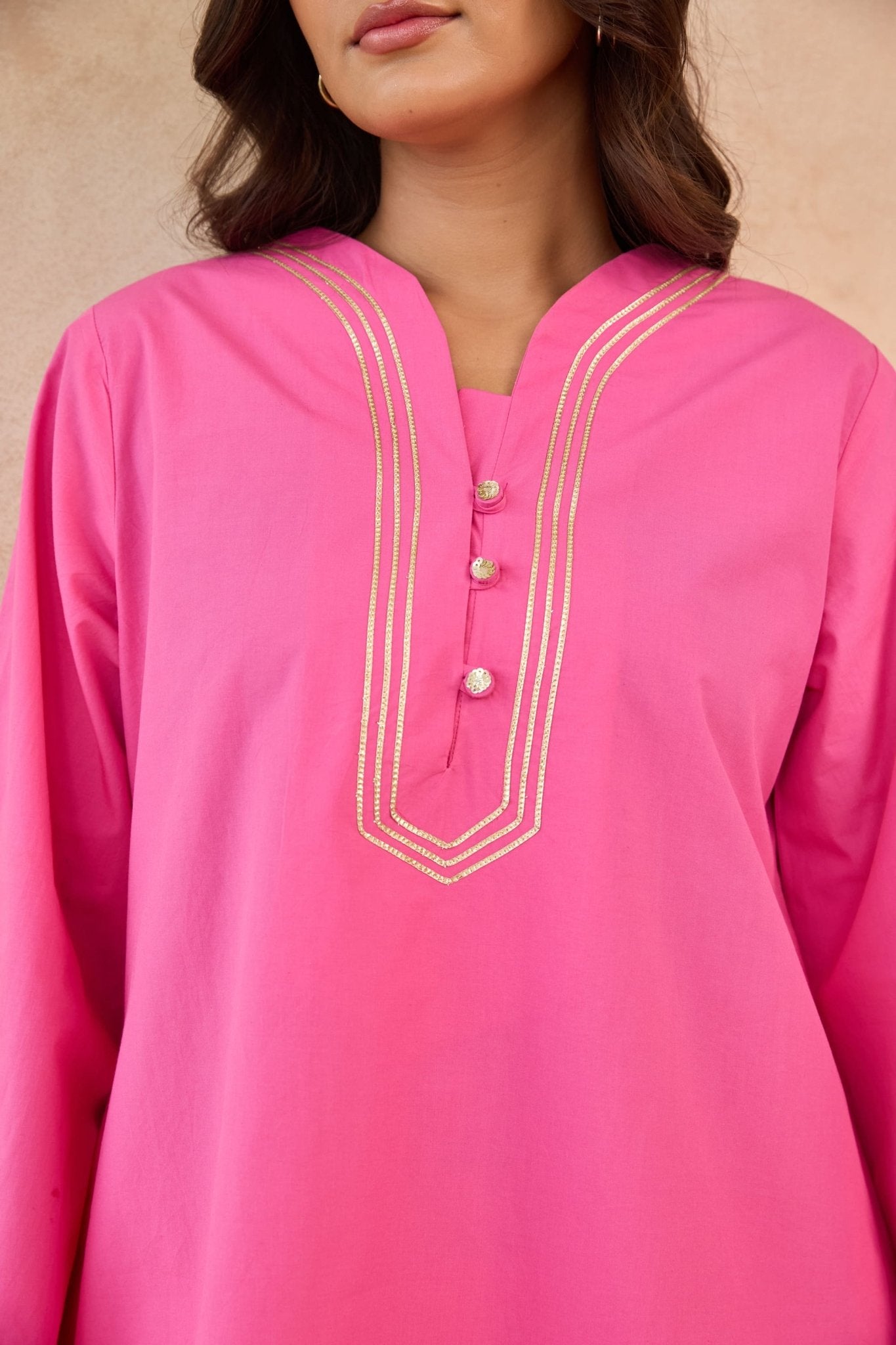 Rani Pink Gota Piped Farsi Salwar Co-ord Set - Tara-C-Tara