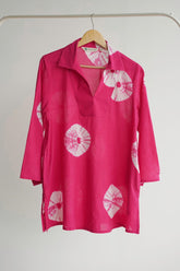 Rani Pink Shibori Hand Block Printed Tunic - Tara-C-Tara