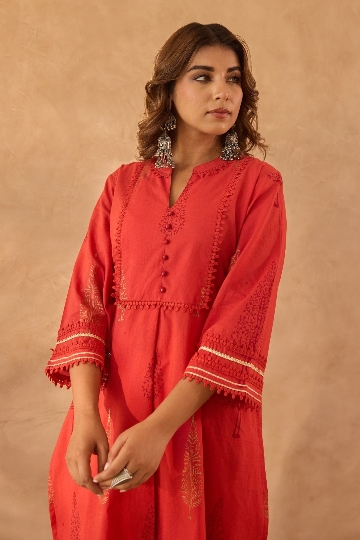 Red Buta Printed Coord Set - Tara - C - Tara