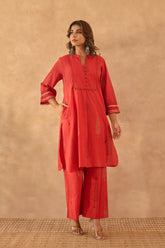 Red Buta Printed Coord Set - Tara - C - Tara