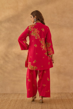 Red Floral Farshi Salwar Coord Set - Tara - C - Tara