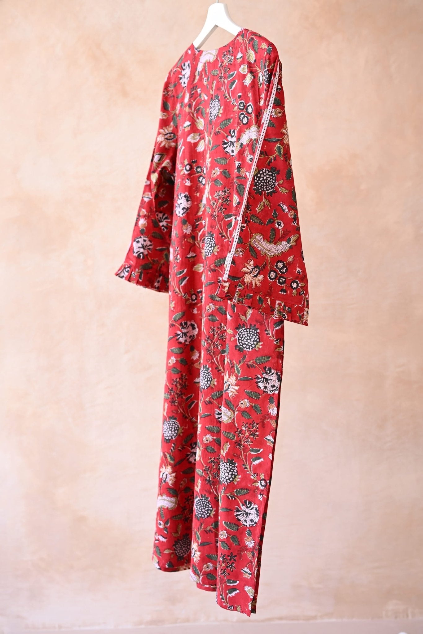 Red Floral Printed Kurta - Tara - C - Tara