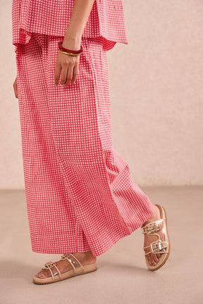 Red Gingham Check Print Sleeveless Co-ord Set - Tara-C-Tara