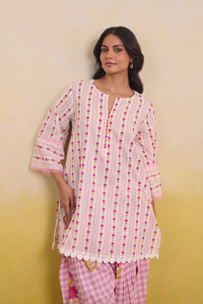 Rose Garden Botanical Stripe Scalloped Co - ord Set - Tara - C - Tara