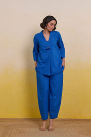Royal Blue Embroidered Tunic Co-ord Set