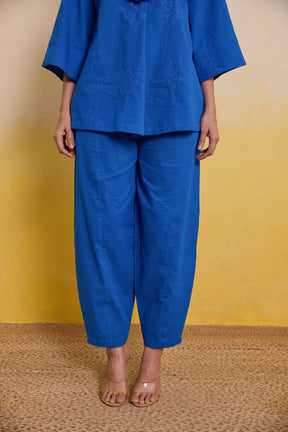 Royal Blue Embroidered Tunic Co - ord Set - Tara - C - Tara