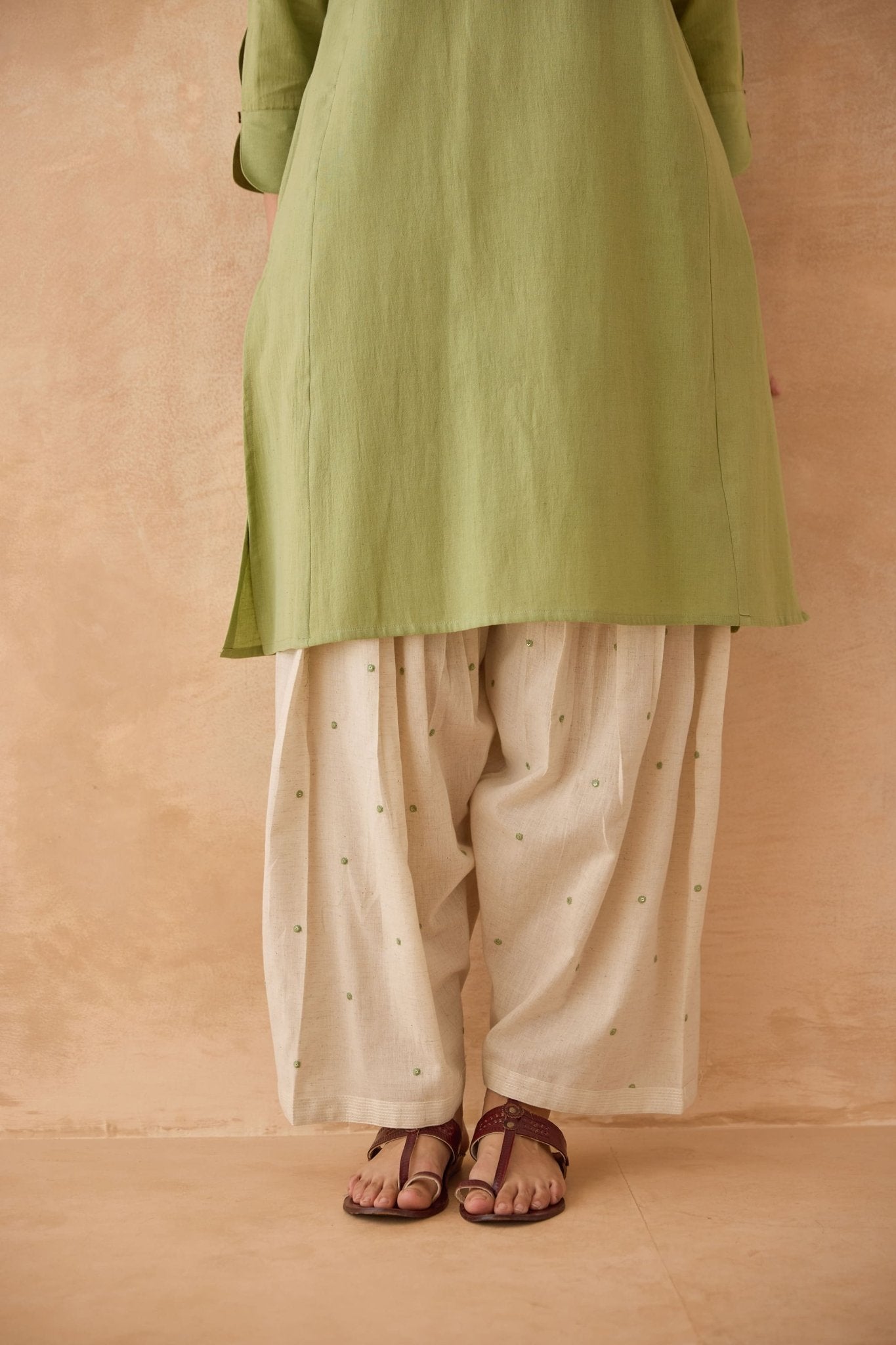 Sage Green Co - ord Set with Embroidered Patiala Salwar - Tara - C - Tara