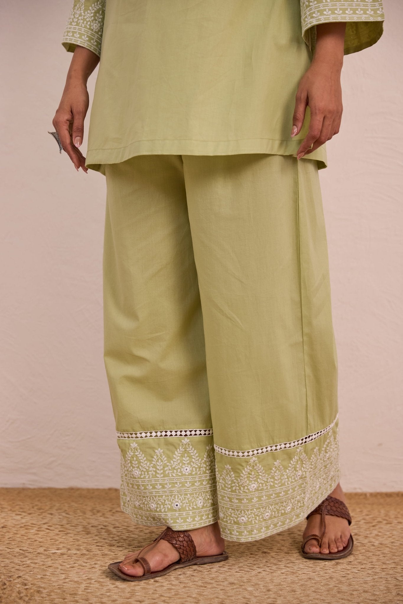 Sage Green Embroidered Co - ord Set - Tara - C - Tara