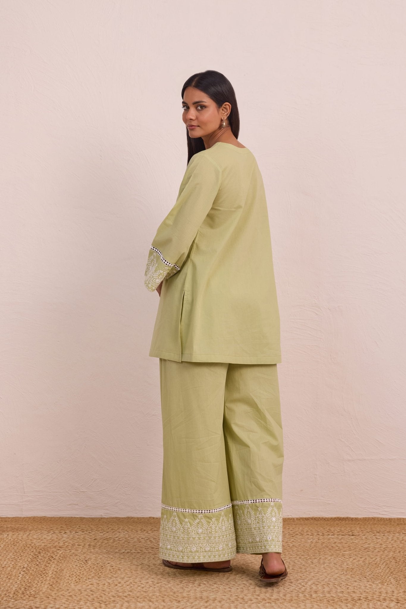 Sage Green Embroidered Co - ord Set - Tara - C - Tara