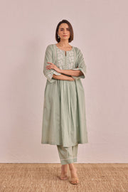 Sage Green Floral Embroidered Co-ord Set