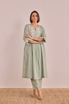 Sage Green Floral Embroidered Co - ord Set - Tara - C - Tara