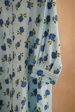 Sky Blue Floral Printed Kurta - Tara - C - Tara