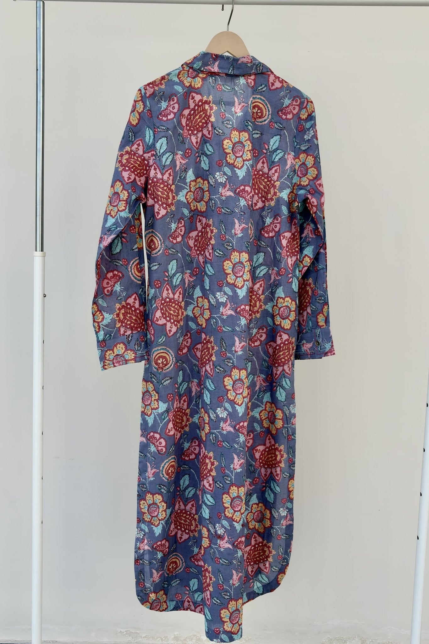 Slate Blue Botanical Print Kurta - Tara - C - Tara