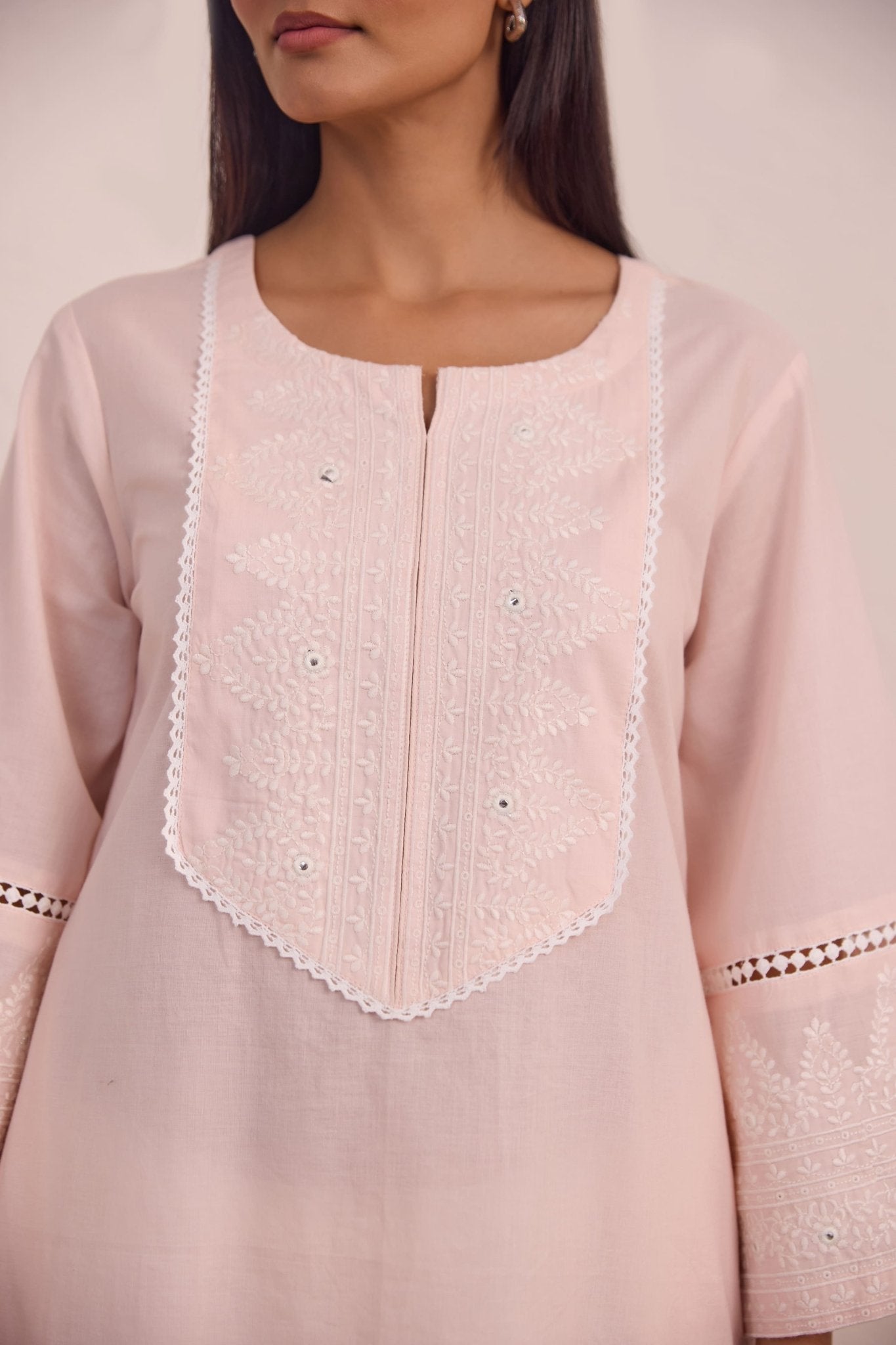 Soft Pink Embroidered Co - ord Set - Tara - C - Tara