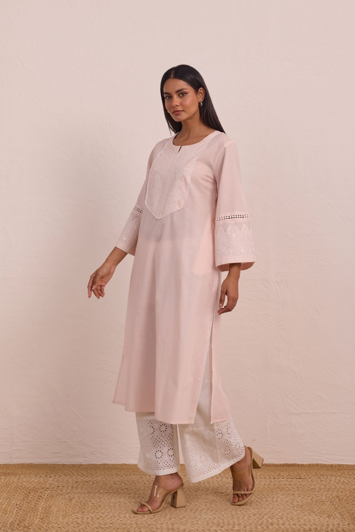 Soft Pink Embroidered Co - ord Set - Tara - C - Tara