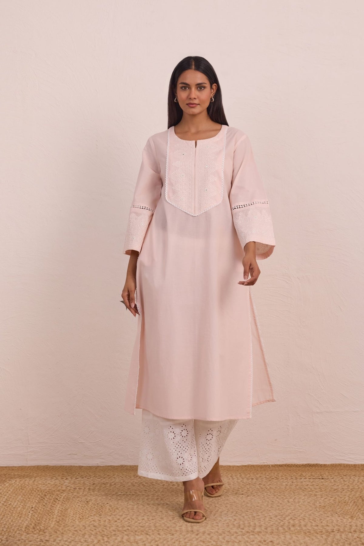 Soft Pink Embroidered Co - ord Set - Tara - C - Tara