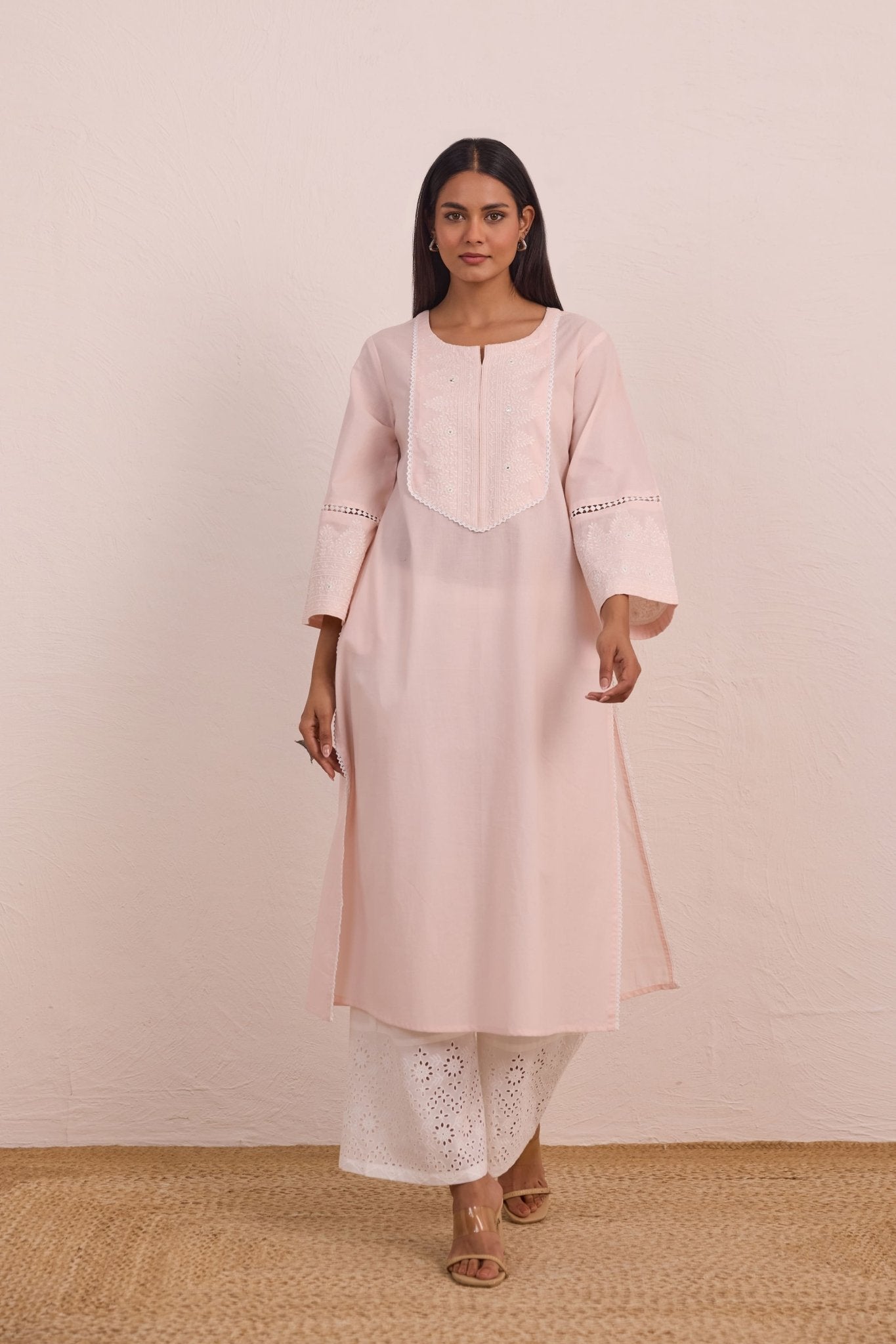 Soft Pink Embroidered Co - ord Set - Tara - C - Tara