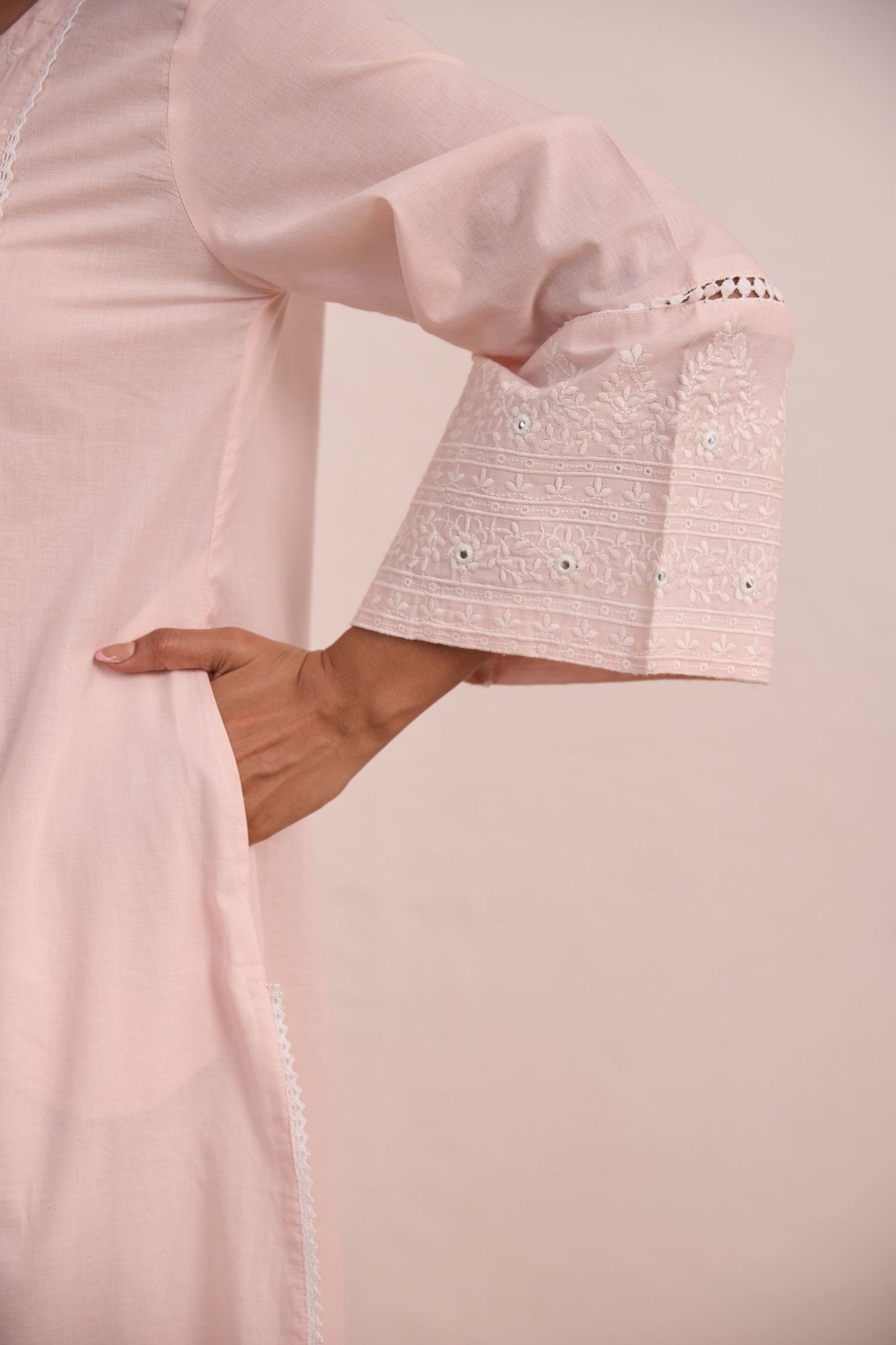 Soft Pink Embroidered Co - ord Set - Tara - C - Tara