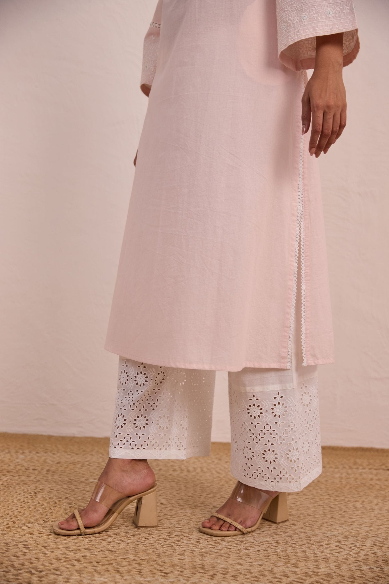 Soft Pink Embroidered Co - ord Set - Tara - C - Tara