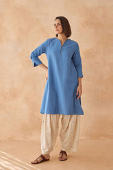 Steel Blue Cotton Flex Kurta with Embroidered Salwar - Tara - C - Tara