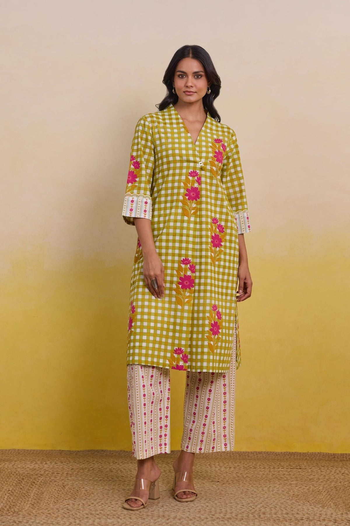 Sunshine Gingham Printed Co - ord Set - Tara - C - Tara