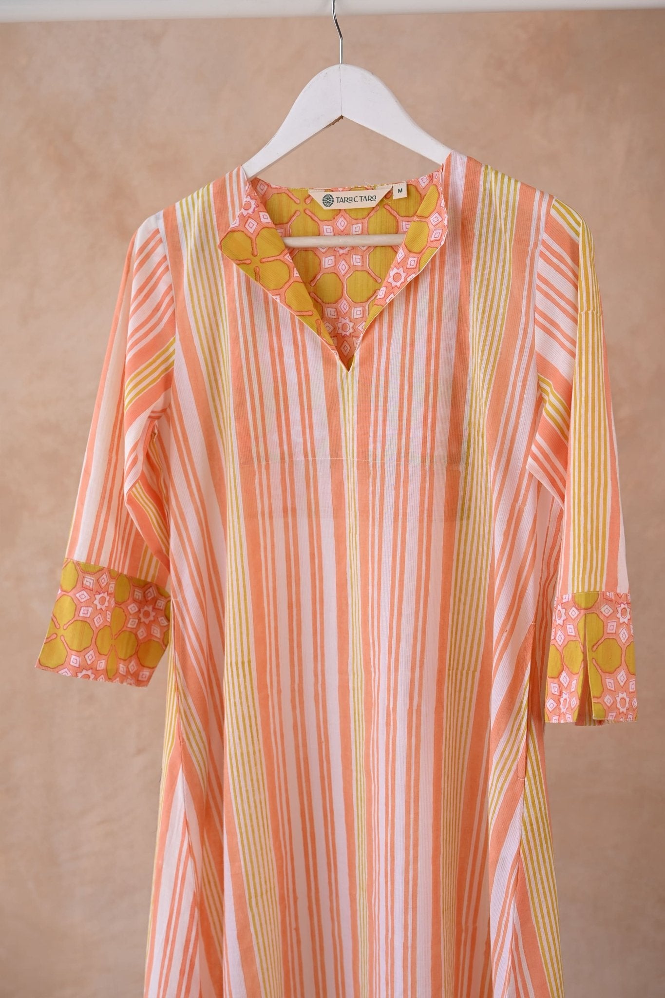 Sunshine Orange Striped long Kurta - Tara - C - Tara