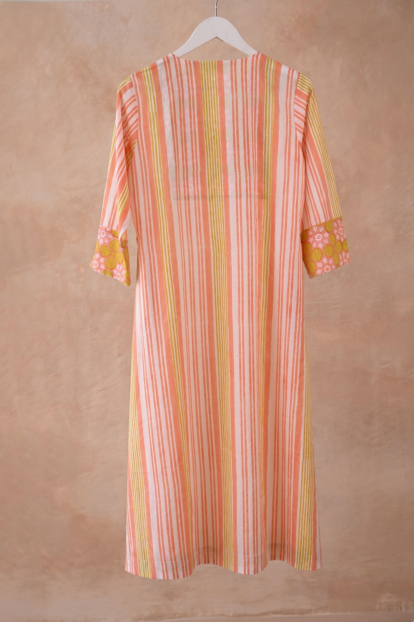 Sunshine Orange Striped long Kurta - Tara - C - Tara