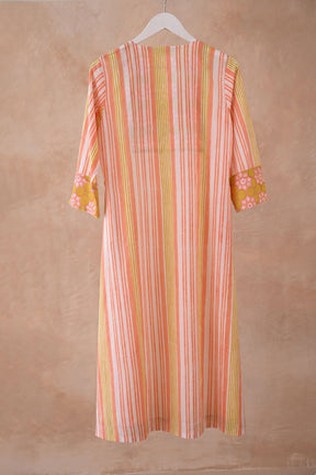 Sunshine Orange Striped long Kurta - Tara - C - Tara